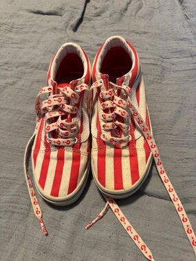 Kids Red/White Striped Where’s Waldo? Vans, never worn!